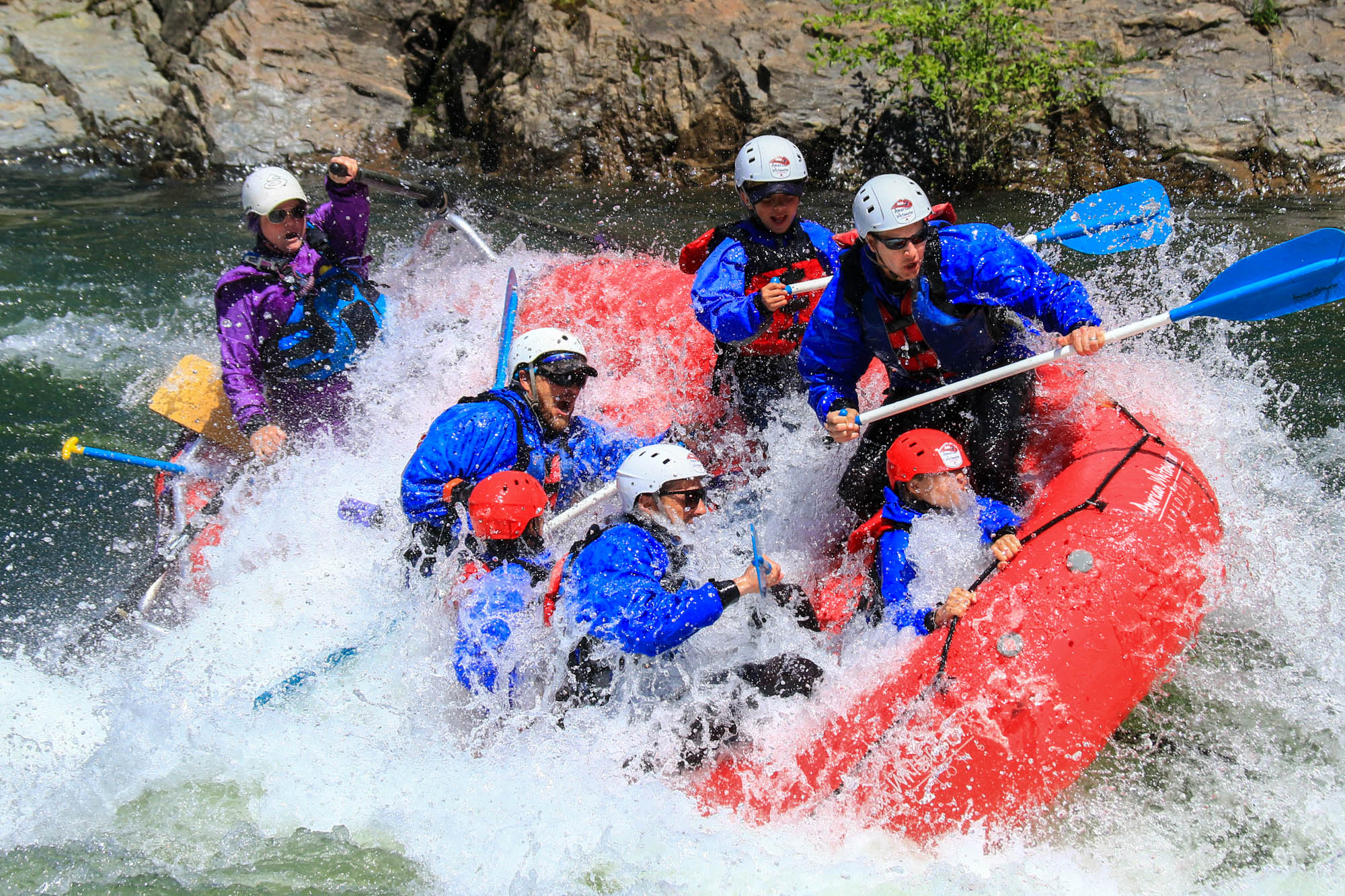 AWE Whitewater Rafting in Satan's Cesspool Rapid South Fork American River Gorge in Northern California